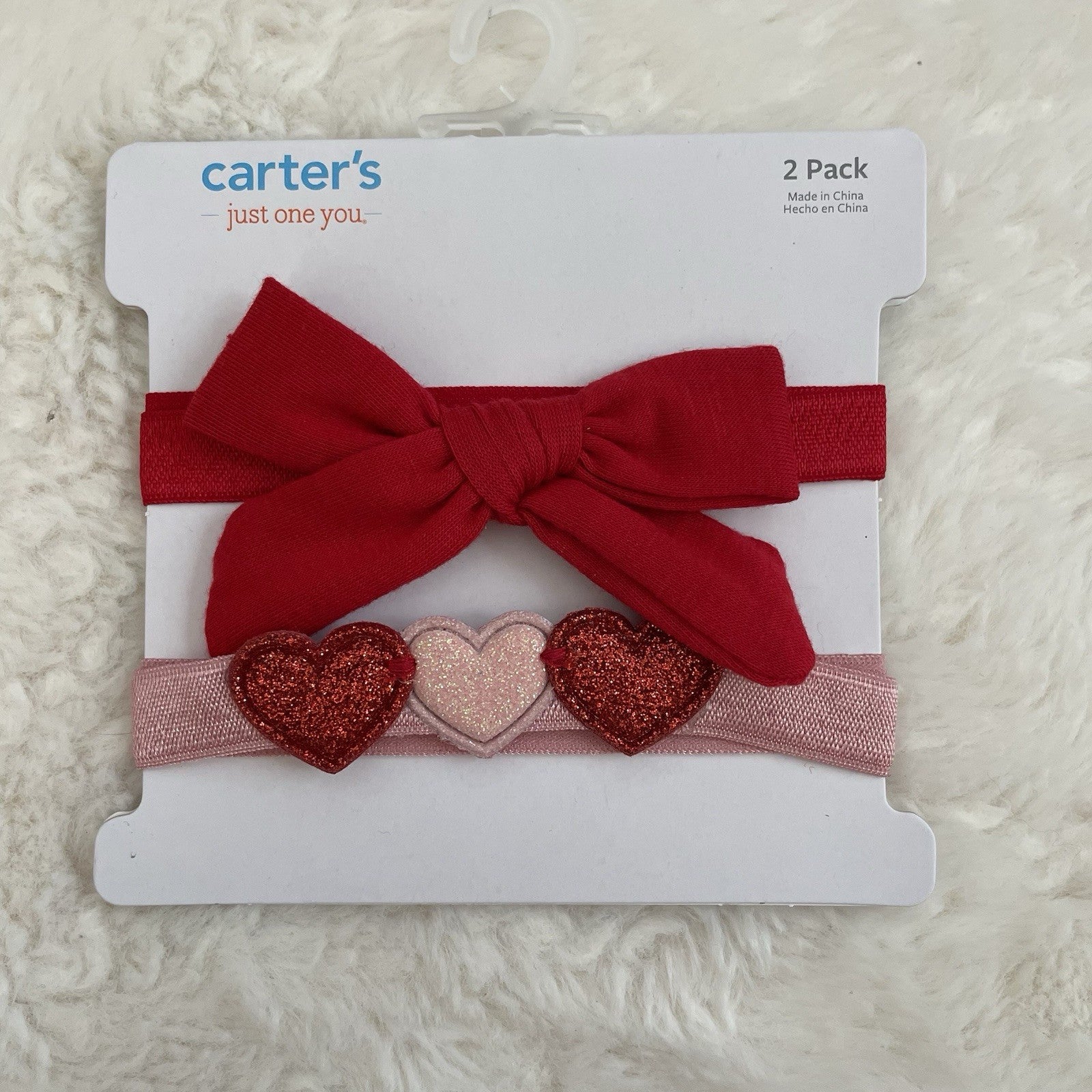 Carter's Just One You Baby 2pk Sweetheart Red and Pink Vday Headwrap - Bellso